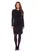 Petite Shirred Long Sleeve Dress