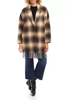 Karen Kane Women's Plaid Fringe Jacket