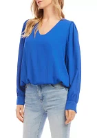 Petite Long Puff Sleeve Top