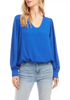 Petite Long Puff Sleeve Top