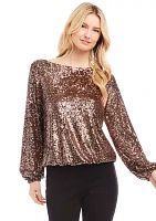 Women's Sequin Boatneck Top