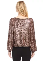 Women's Sequin Boatneck Top