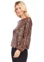 Women's Sequin Boatneck Top