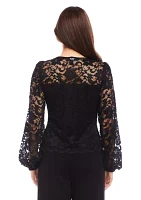 Women's Blouson Sleeve Lace Top