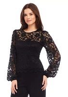 Women's Blouson Sleeve Lace Top