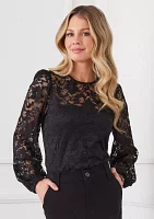 Women's Blouson Sleeve Lace Top