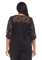 Plus 3/4 Sleeve Lace Top