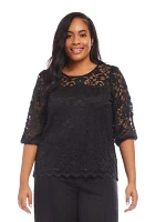 Plus 3/4 Sleeve Lace Top