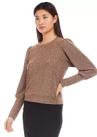 Women's Bishop Sleeve Metallic Top