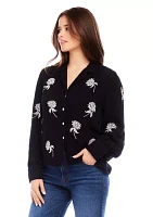 Women's Embroidered Blouson Sleeve Top