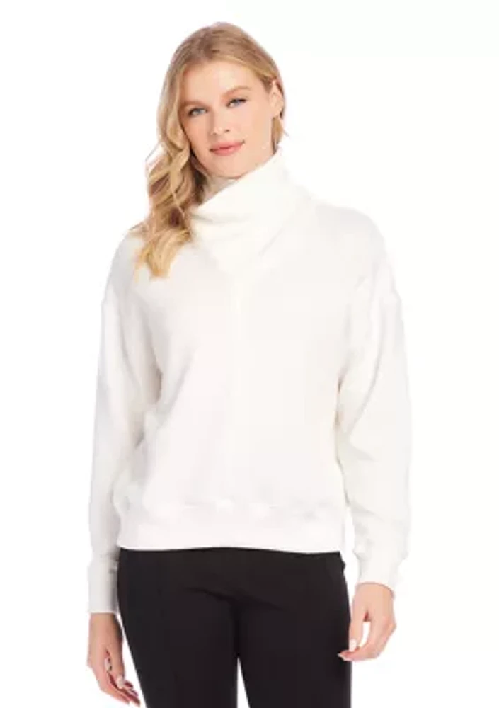 Women's Faux Wrap Turtleneck Top