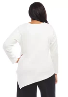 Plus Long Sleeve Asymmetric Top