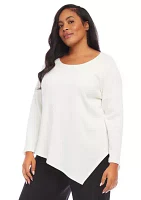 Plus Long Sleeve Asymmetric Top