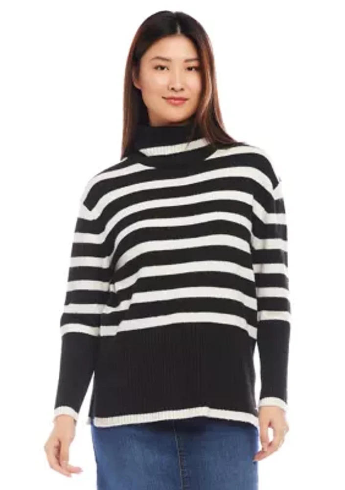 Women's Stripe Turtleneck Sweater