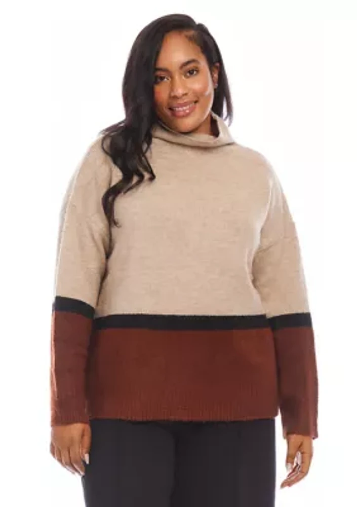 Plus Color Block Sweater