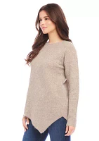 Petite Asymmetric Hem Sweater