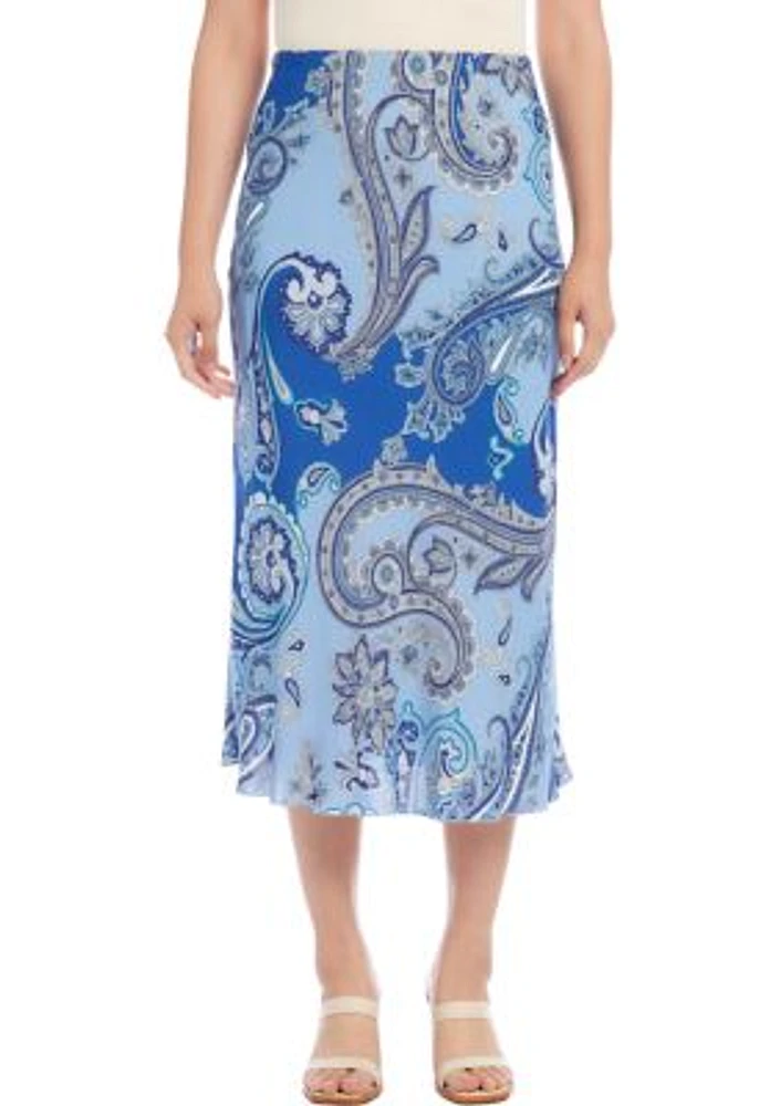 Women's Bias Cut Printed Midi Skirt