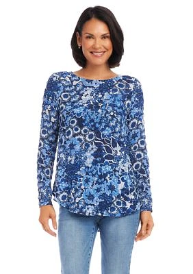 Women's Long Sleeve Shirttail Top