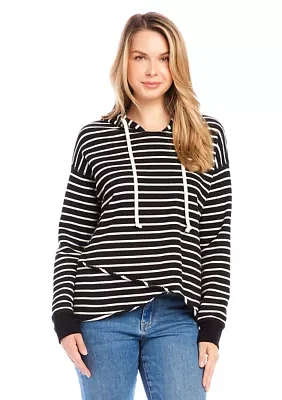 Women's Stripe Asymmetric Hem Hoodie