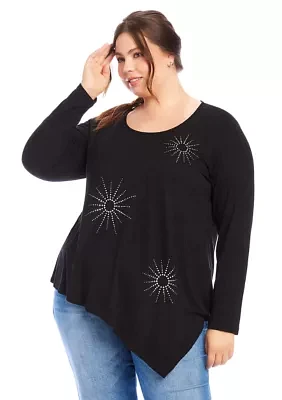 Plus Embellished Asymmetric Top