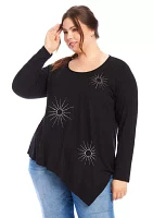 Plus Embellished Asymmetric Top