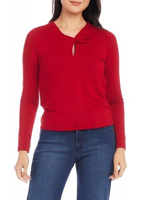 Women's Twist Neck Keyhole Top