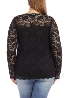 Plus Scalloped Hem Lace Top