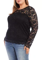 Plus Scalloped Hem Lace Top