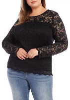 Plus Scalloped Hem Lace Top