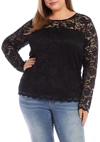 Plus Scalloped Hem Lace Top