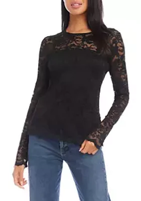 Karen Kane Women's Scalloped Hem Lace Top