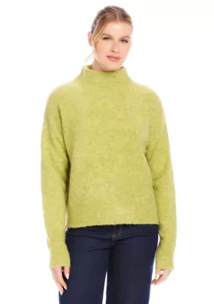 Petite Mock Neck Bouclé Sweater