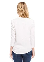 Petite 3/4 Sleeve Side Tie Top