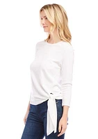 Petite 3/4 Sleeve Side Tie Top