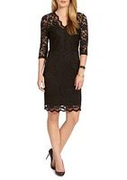 V-neck Scallop Hem Lace Dress