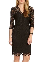 V-neck Scallop Hem Lace Dress