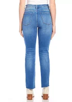 Petite Raw Hem Straight Jeans