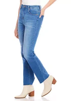 Petite Raw Hem Straight Jeans