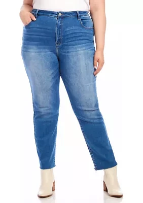 Plus Raw Hem Straight Jeans