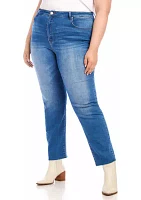 Plus Raw Hem Straight Jeans