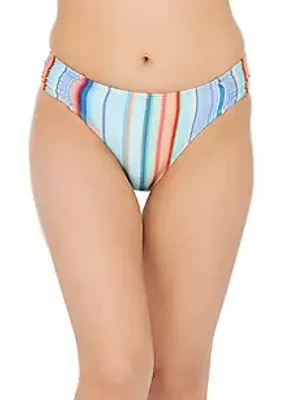 La Blanca Sunset Stripe Side Shirred Hipster Swim Bottoms