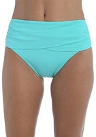 Solid Mid Waist Swim Bottoms