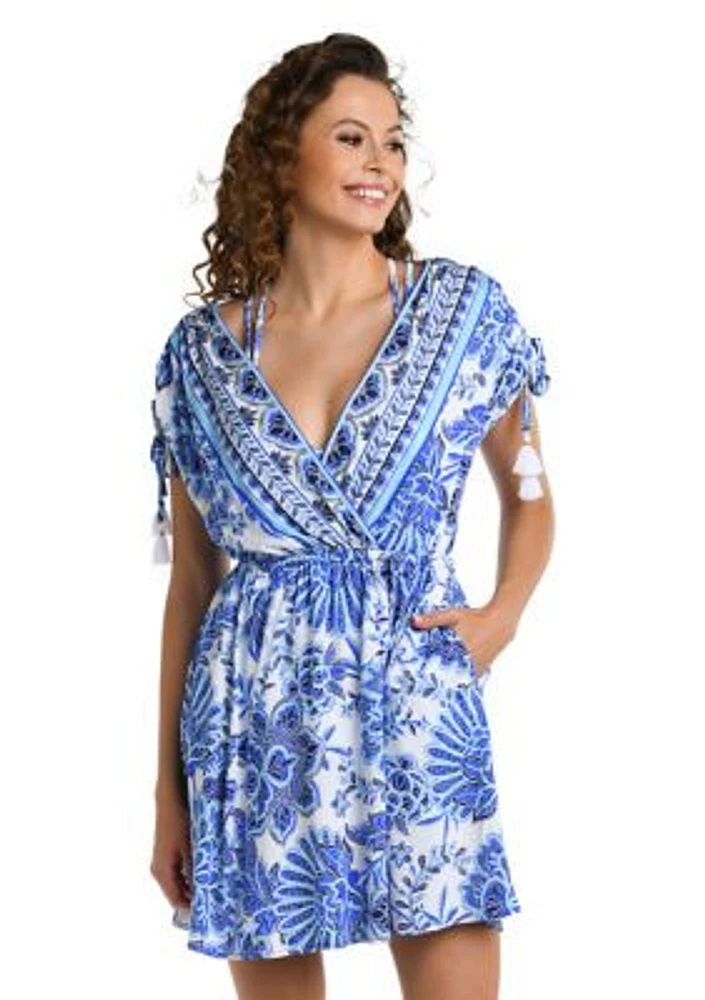 Beyond the Pacific V-Neck Swim Dress Coverup