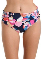 Denim Bouquet Shirred Band Hipster Swim Bottoms