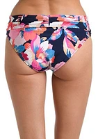 Denim Bouquet Shirred Band Hipster Swim Bottoms