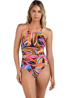 Tropic Waves High Neck Keyhole Maillot One Piece Swimsuit