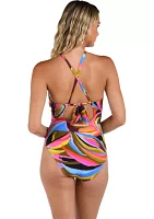 Tropic Waves High Neck Keyhole Maillot One Piece Swimsuit