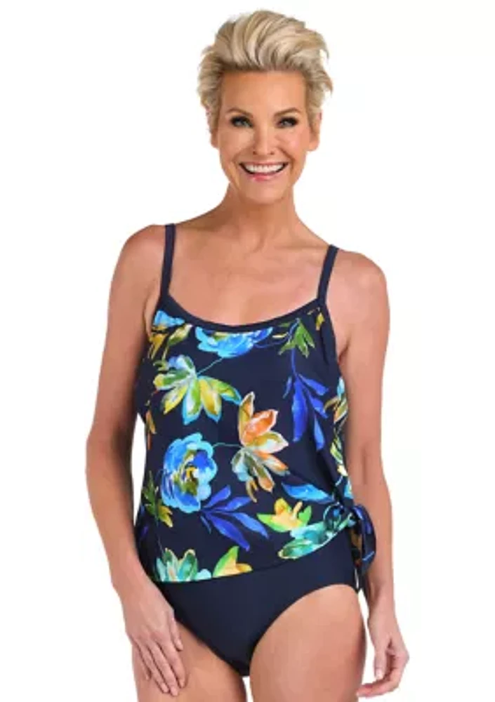 Indigo Vineyard Faux Tankini Swim Top