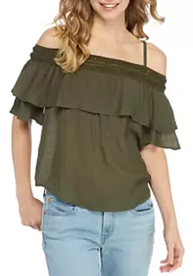 A. Byer Junior's Gauzy Off-the-Shoulder Top