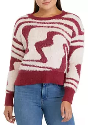 A. Byer Juniors' Long Sleeve Swirl Print Sweater